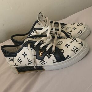 Louis Vuitton Monogram White and Navy Sneakers